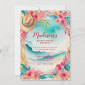 Invitation Cute Floral Beach Cowgirl Hat Coastal Bachelorette (Devant)