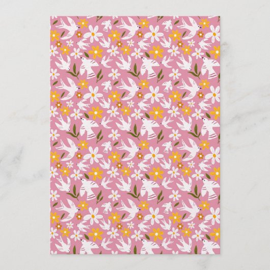 Invitation Cute Floral Bird Seamless Pattern (Devant)