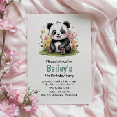 Invitation Cute Floral Enfants Panda fête d'anniversaire