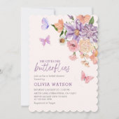 Invitation Cute Floral Il Me Donne Des Papillons Fête des mar (Devant)