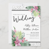 Invitation Cute Floral Palm Mariage tropical (Devant)