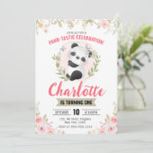 Invitation Cute Floral Panda Bear fête d'anniversaire (Debout devant)