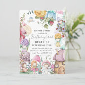 Invitation Cute Floral Petites Fées Fille Anniversaire (Debout devant)