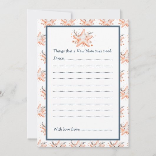 Invitation Cute Floral Starfish Baby Shower (Devant)