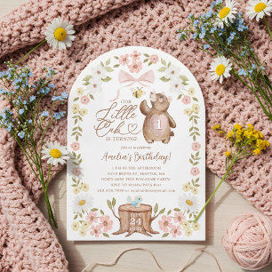 Invitation Cute Floral Woodland Ours Little Cub 1er Anniversa