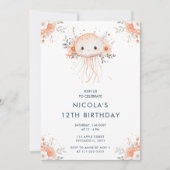 Invitation Cute Florale méduse fête d'anniversaire (Devant)