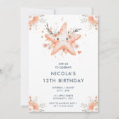 Invitation Cute Florale Starfish fête d'anniversaire (Devant)