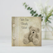 Invitation Cute Fluffy Neutral Teddy Baby shower (Debout devant)