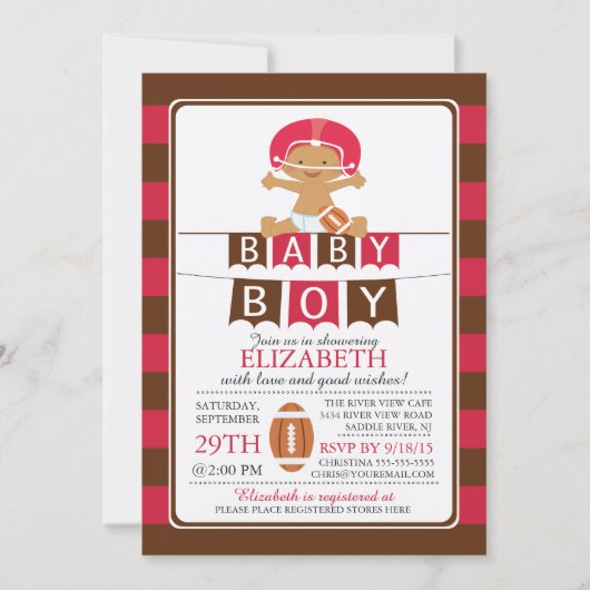Invitation Cute Football Boy Baby Shower Invite (Devant)