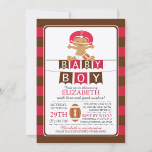 Invitation Cute Football Boy Baby Shower Invite