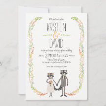 Cute Forest Raccoons Russe Mariage