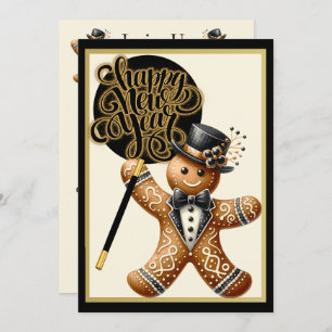 Invitation Cute Formal Gingerbread Homme Nouvel An