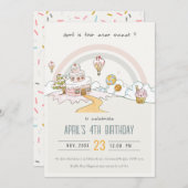 Invitation Cute Four Ever Sweet Candy Land 4e anniversaire (Devant / Derrière)
