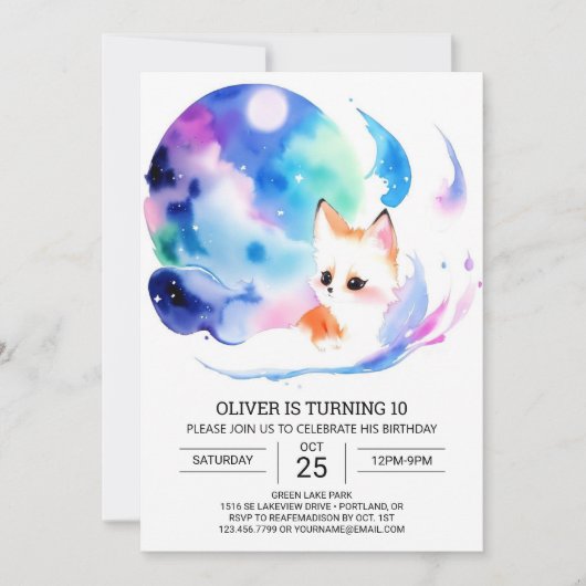 Invitation Cute Fox Adventure pour enfants Anniversaire (Devant)