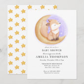 Invitation Cute Fox | Baby shower Animaux (Devant / Derrière)