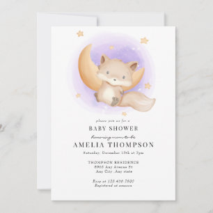Invitation Cute Fox Baby shower Animaux