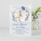 Invitation Cute Fox bois aquarelle Baby shower Floral (Debout devant)