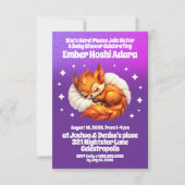 Invitation Cute Fox Cub Asleep in Starry Sky Baby Shower (Devant)