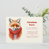 Invitation Cute Fox in a Red Scarf Autumn Image Christmas (Debout devant)