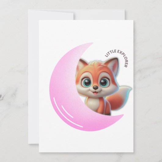 Invitation Cute Fox Pink Moon Card (Devant)