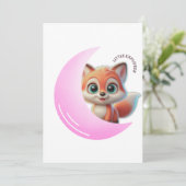 Invitation Cute Fox Pink Moon Card (Debout devant)