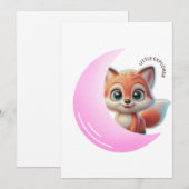 Invitation Cute Fox Pink Moon Card (Devant / Derrière)