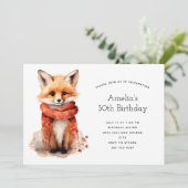 Invitation Cute Fox Pup in a Red Scarf Birthday (Debout devant)