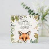 Invitation Cute Fox Wild One 1ère fête d'anniversaire (Debout devant)