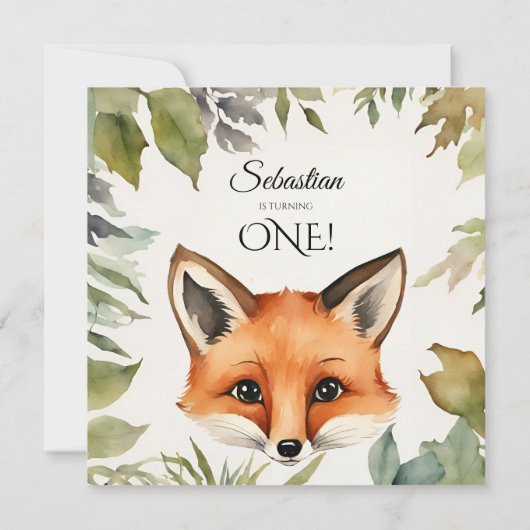 Invitation Cute Fox Wild One 1ère fête d'anniversaire (Dos)