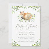 Invitation Cute Fox Woodland tout en un Baby shower (Devant)