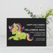 Invitation Cute Frankenstein Unicorn Halloween Party (Debout devant)