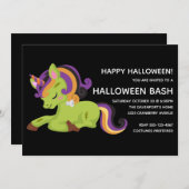 Invitation Cute Frankenstein Unicorn Halloween Party (Devant / Derrière)