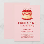 Invitation Cute Free Cake Funny Adult Birthday Any Age (Devant / Derrière)