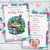 Invitation Cute Frog Fête d'anniversaire de la fille à thème