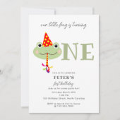 Invitation Cute Frog Party Hat Kids First 1st Birthday Party (Devant)