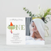 Invitation Cute Frog Party Hat Kids First 1st Birthday Photo (Debout devant)