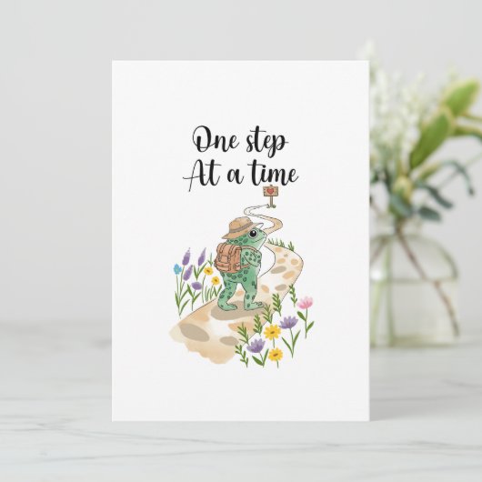 Invitation Cute Frog with Backpack One Step at a Time (Debout devant)