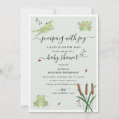 Invitation Cute Frogs Lily Pond Gender Neutral Baby Shower  (Devant)