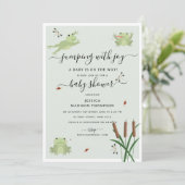 Invitation Cute Frogs Lily Pond Gender Neutral Baby Shower  (Debout devant)
