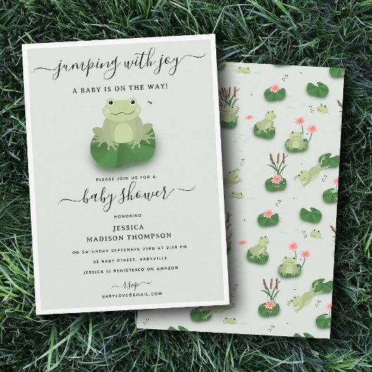 Invitation Cute Frogs Lily Pond Gender Neutral Baby Shower 