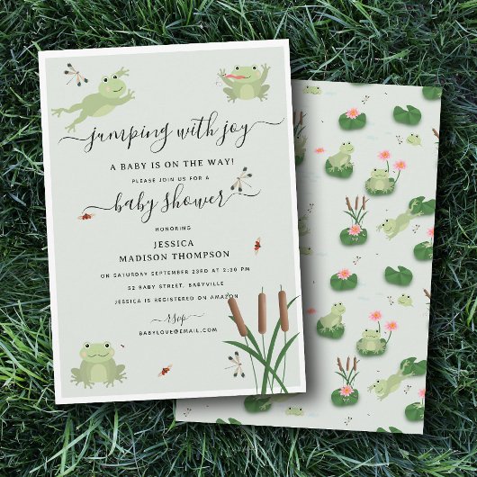 Invitation Cute Frogs Lily Pond Gender Neutral Baby Shower 