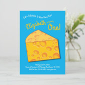 Invitation Cute Fromage Wedge Enfants 1er anniversaire fête (Debout devant)