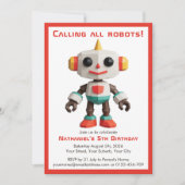 Invitation Cute Fun Robot Kid's Birthday (Devant)