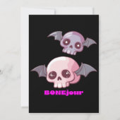 Invitation Cute Funny Bonjour Pun Halloween (Dos)