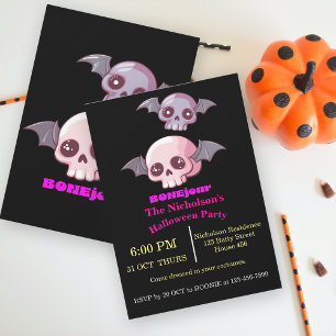 Invitation Cute Funny Bonjour Pun Halloween