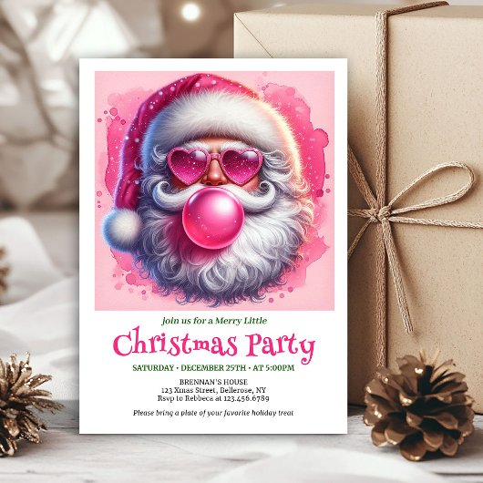 Invitation Cute Funny Santa Heart Glasses Christmas Invites