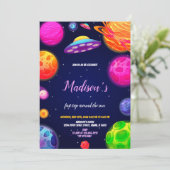 Invitation Cute Galaxy Thème pour les filles (Debout devant)