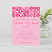 Invitation Cute Galentine's Day Brunch Coeur rose et Fleur (Debout devant)
