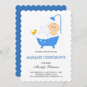 Invitation Cute garçon Bubble Bath Aqiqah (Devant / Derrière)
