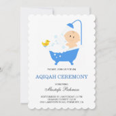Invitation Cute garçon Bubble Bath Aqiqah (Devant)